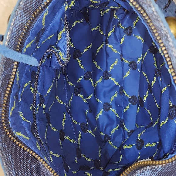 Ed Hardy Vintage Navy Felicia  Denim and Suede  Fringe Bag  Red Accents Rare- - Picture 15 of 16